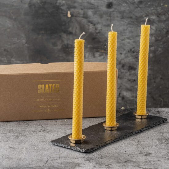 SLATED Brass Candle Trio